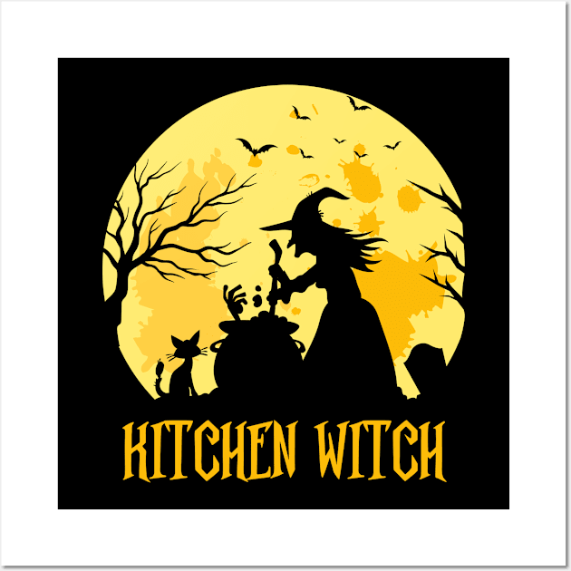 Kitchen Witch Funny Chef Cooking Halloween Gift Wall Art by Boneworkshop